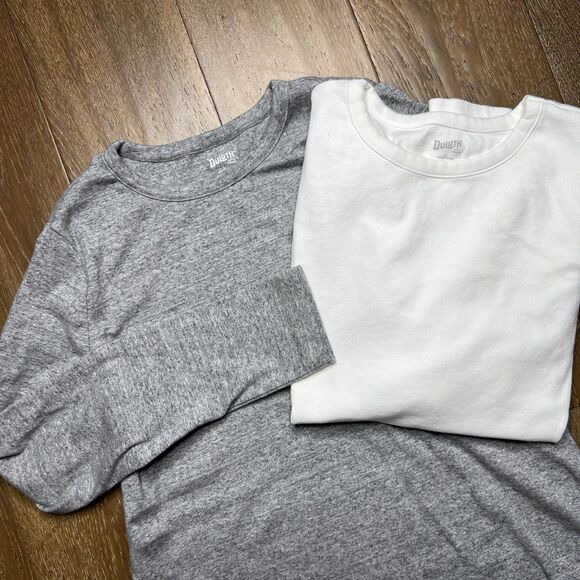 Duluth Trading Lot Of 2 Womens Crew Neck Long Sleeve T Shirts Large White Gray - Picture 1 of 12